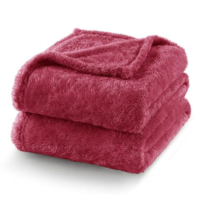 Exclusivo Mezcla Fuzzy Plush Fleece Bed Blanket King Size, Deep Red