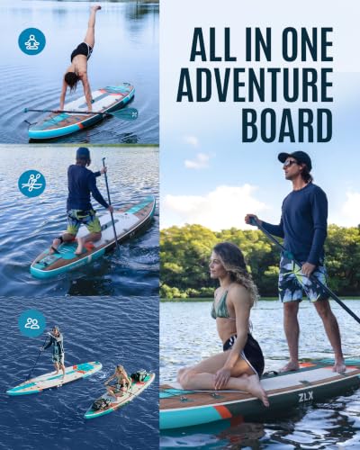 ZLX Inflatable Paddle Board, 11'6" Stand Up Paddleboard for Beginners, Wide SUP with Stable Center Fin, Non-Slip Deck Pad, All Skill Levels, 500LBS