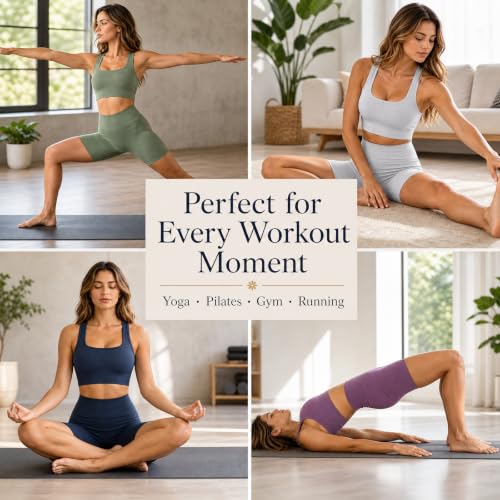 Women 2 Piece Ribbed Workout Set Quick Dry Sports Bra and High Waist Tummy Control Shorts Sets Yoga Gym Activewears Bralette For Women Navy One Size