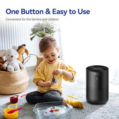 Air Purifiers for Bedroom up to 588 Ft², 20dB Bedroom Air Purifier for Small Room Removes Dust Pets Hair Smoke Odor with Aromatherapy Function (Black)