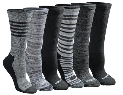 Dickies Women's Dri-tech Fashion Moisture Control Crew Socks, Available in S-XL (5, 6, 12 Pairs), Black Stripe (6 Pairs), X-Large