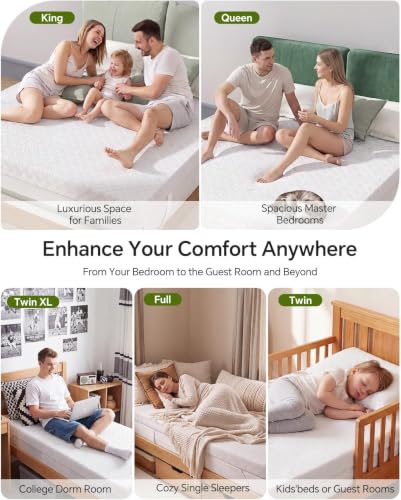 Queen Size Memory Foam Mattress Topper for Pressure Relief
