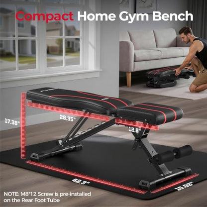 FLYBIRD Adjustable Weight Bench, Full Body Workout Bench for Home Gym