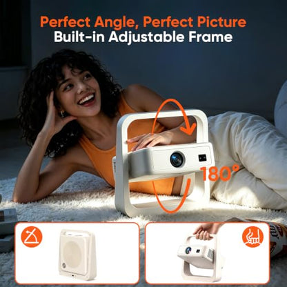 【Upgraded Google TV 14.0】 Smart Projector 4K, Native 1080P Mini Projectors with WiFi6 & Bluetooth, 500ANSI Portable Projecteur with Auto Focus & Keystone, Home Projecteur for Indoor & Outdoor
