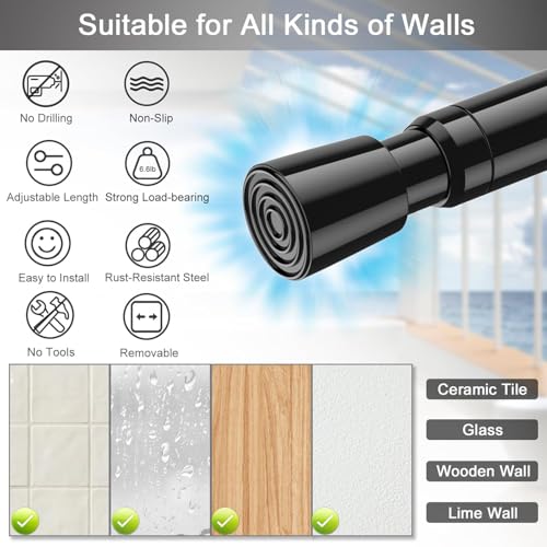 AIZESI 2pcs Spring Tension Rods Adjustable 26 to 39 inch, Black