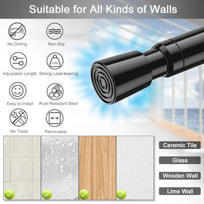 AIZESI 2pcs Spring Tension Rods Adjustable 26 to 39 inch, Black