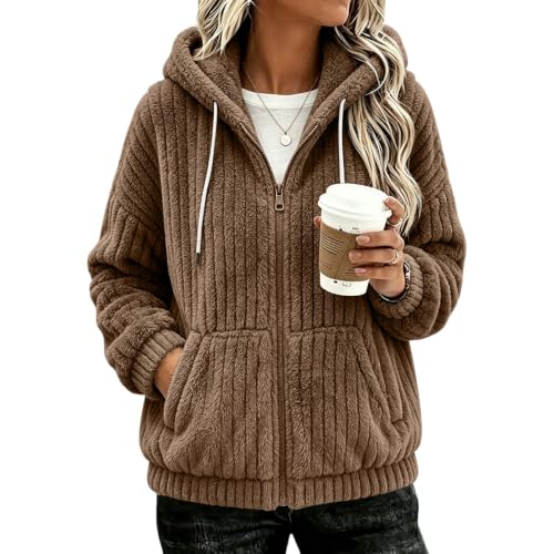 Generic Fleece Zip Up Hoodie for Women Lightweight Sherpa Hooded Jacket