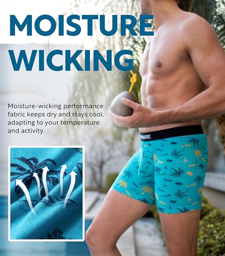 Separatec Mens Underwear with Pouch Moisture Wicking Dual Pouch Boxer Briefs Breathable Cool Rayon from Bamboo Underwear Men(M, Fashion Stylish Prints/Black)