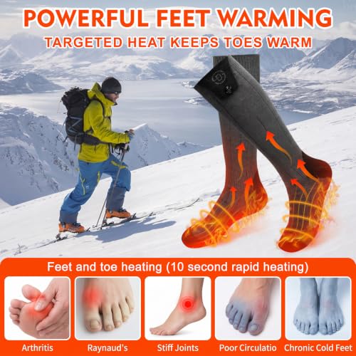 Netraty Heated Socks for Men Women, 7000mAh Rechargeable Foot Warmer Socks