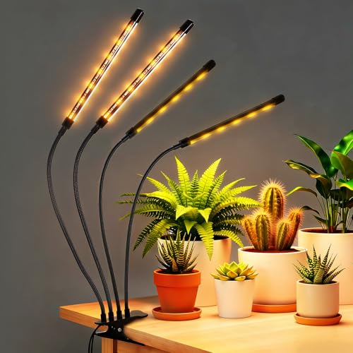 NEEWER ENTRY LEVEL VERSION Four Bar Grow Lights for Indoor Plants, Full Spectrum Clip Plant Growing Lamp with 160 Blue, Red, White LEDs, 3/9/12H Timer, Dimmable for Gardening Seed Starting Bonsai, N30