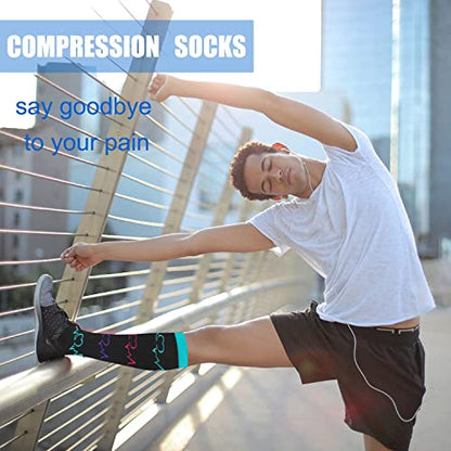 DHSO Compression Socks for Women Men, 4 Pairs 15-20 mmHg Knee High Stocking