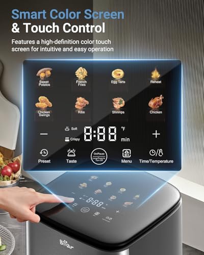 Bear 6.3QT Air Fryer, Smart Touchscreen, 4D Turbo Crisp & Steam Window