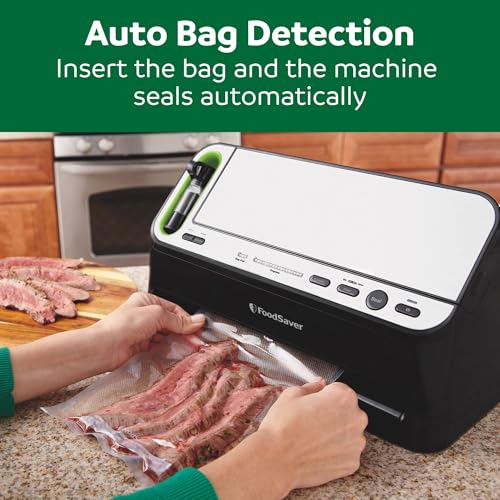 FoodSaver V4400 2-in-1 Vacuum Sealer Machine with Automatic Vacuum Sealer Bag Detection and Starter Kit, Safety Certified, Black and Silver