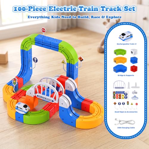 Electric Train Set 3D Track STEM Toy Toddler Gifts for 3-8 Boys Girls