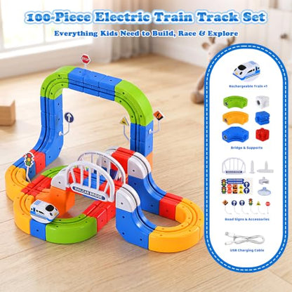 Electric Train Set 3D Track STEM Toy Toddler Gifts for 3-8 Boys Girls