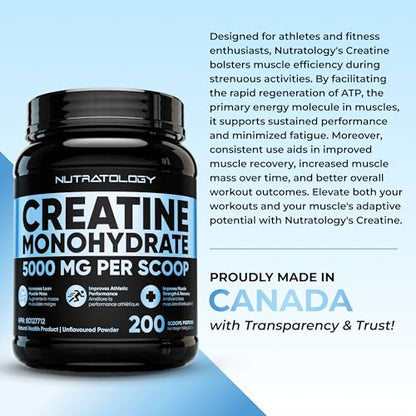 Nutratology® Creatine Monohydrate | Muscle Growth & Strength | 200 Servings