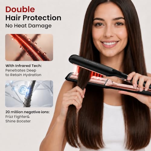 HITTIONA Infrared Flat Iron Hair Straightener 1.75" Ceramic Hair Iron