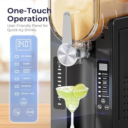 NEOISM Slushie Machine for Home, No Ice Needed Ice Cream Maker, Black | with Auto-Clean, LED Display, 6 Preset Programs for Ice Cream, Frappés, Milk Shake and More, Family Gatherings & Home Bar
