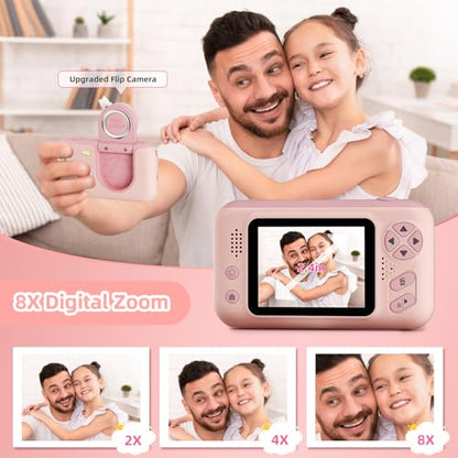Kids Camera for Boys and Girls HD Selfie Digital Camera for 3-12 Year Old Kids with Tripod & SD Card, Perfect for Christmas & Birthday Gifts Best Festival Gift