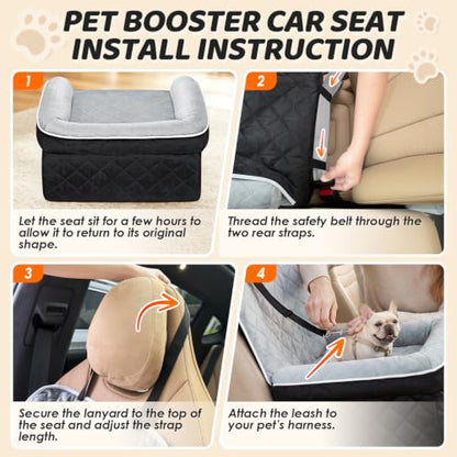 SlowTon Dog Car Seat for Small Medium Dog Up to 30lbs, 7in Elevated Cushion