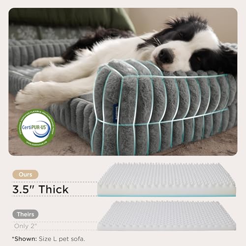 Bedsure ComfyFleece® Orthopedic XL Dog Bed with Memory Foam, Grey 42"