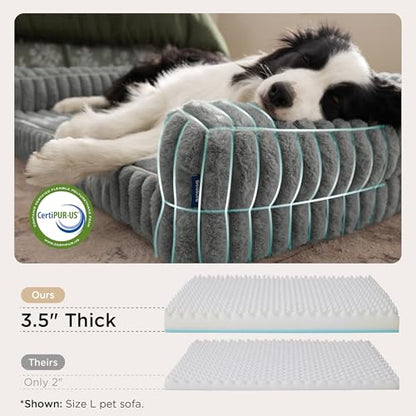 Bedsure ComfyFleece® Orthopedic XL Dog Bed with Memory Foam, Grey 42"