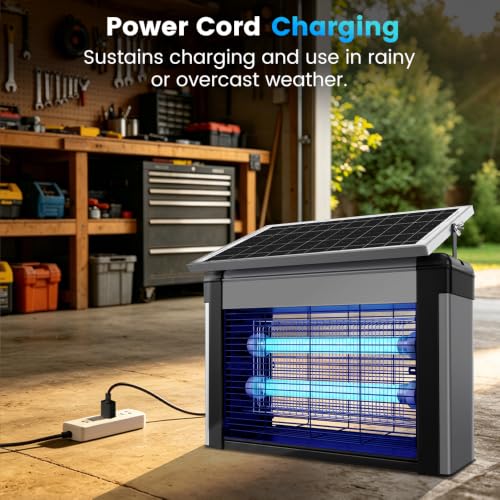 Hefite Bug Zapper Outdoor Solar Powered, 4000V Electric, 20W UV-Led