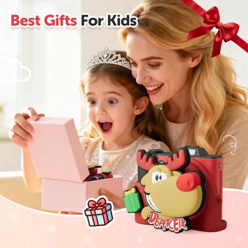 Kids Camera for Boys and Girls 1080P HD Selfie Video Camera Digital Camera for 3-10 Year Old Girls Boys with Cartoon Soft Cover & SD Card Gift for Kids Best Chritmas Birthday Festival