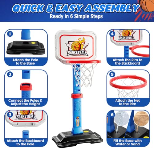 EagleStone Toddler Basketball Hoop, Adjustable Kids Hoop with 3 Balls