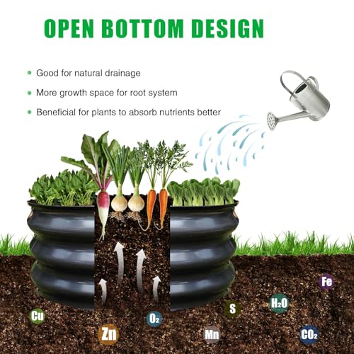 GrowHaus 2Pack 2x2x1FT Galvanized Raised Garden Bed, Planter Boxes Outdoor Round Metal Garden Beds for Planting Vegetables Flowers Herbs Dark Gray