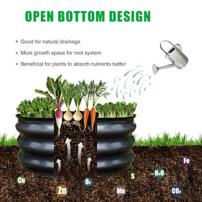 GrowHaus 2Pack 2x2x1FT Galvanized Raised Garden Bed, Planter Boxes Outdoor Round Metal Garden Beds for Planting Vegetables Flowers Herbs Dark Gray