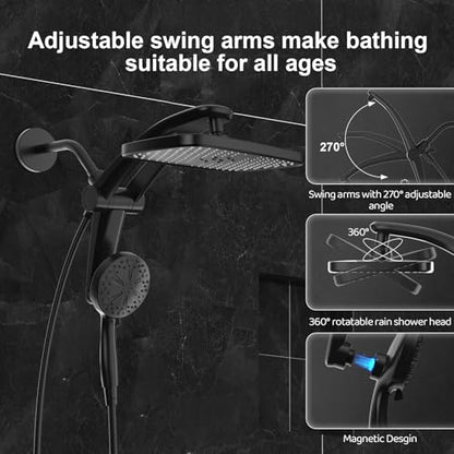 12-Inch High Pressure Rain Shower Head with Handheld Spray Combo, Magnetic | 12-Inch High Pressure Rain Shower Head with Handheld Spray Combo, Magnetic