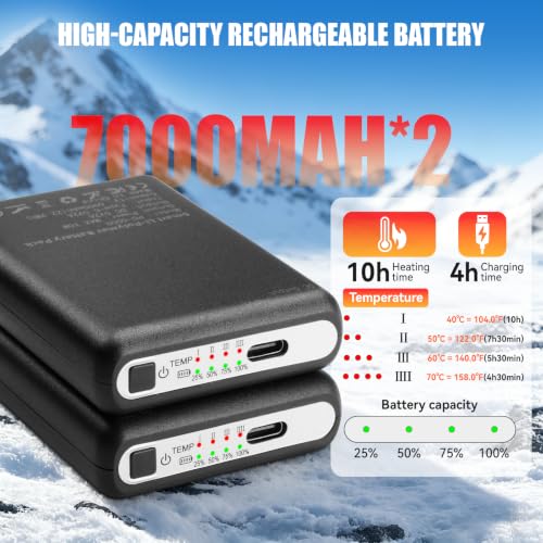 APP Heated Socks for Men Women, Rechargeable Electric 7000mah Skiing | Smart APP+Button, 7000mAh Rechargeable Battery, 4 Heat Settings Up to 158°F, Heated Socks for Hunting Camping Outdoor Work