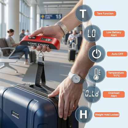 travel inspira Luggage Scale, Digital Hanging 110lb Rubber Paint Red