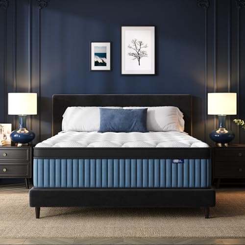 BedStory King Mattress Firm, 12 Inch Hybrid Individually Pocket Spring Mattress with Gel Memory Foam, King Size Mattresses in a Box for Lumbar Support ＆ Pressure Relief, CertiPUR-US Certified