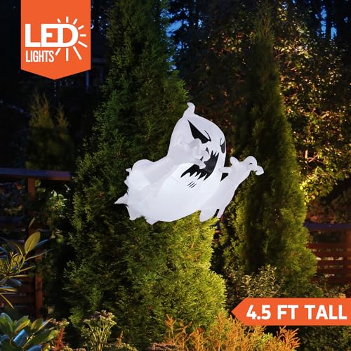 Joiedomi 4.5 FT Halloween Inflatable Scary Flying Ghost Broke Out from Window Inflatable with Build-in LED Blow Up Ghost for Halloween Party Indoor, Outdoor, Yard, Garden, Lawn Decoration