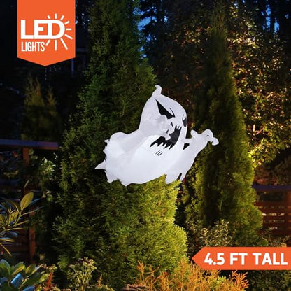 Joiedomi 4.5 FT Halloween Inflatable Scary Flying Ghost Broke Out from Window Inflatable with Build-in LED Blow Up Ghost for Halloween Party Indoor, Outdoor, Yard, Garden, Lawn Decoration