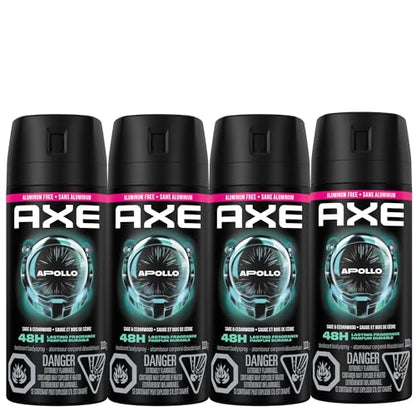 AXE Apollo Deodorant Body Spray Cedarwood 48H Protection, 113g, 4-Pack