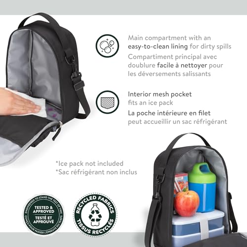 Roots Insulated Lunch Bag with Shoulder Strap, Black, 7L