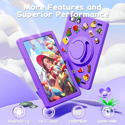 SGIN Tablet 10.1 Inch Tablet, 4(4+4) GB RAM 128GB ROM, Android 13 Tablets, Octa-Core 2.0Ghz Processor, 1280 * 800 IPS Screen, 2MP+8MP Camera, 6000mAh, WiFi, Bluetooth 5.0 (Purple)