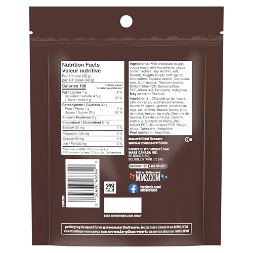 M&M'S, Milk Chocolate Candies, Family Size Bag, 345g