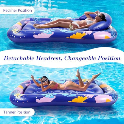 MoKo Inflatable Pool Floats Adult, Water Lounger Raft with Cup Holders