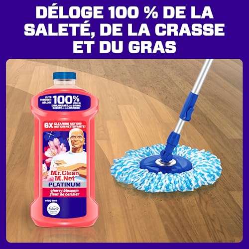 Mr. Clean All Purpose Cleaner, Mop Soap, Floor Cleaner for Mopping Home, Bathroom, & Kitchen, Cleaning Liquid for Mop & Bucket, Cherry Blossom, 4.8L (pack of 4)