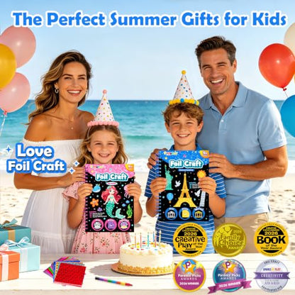 FUNNYB&G Foil Art Kit, Kids Crafts, Gifts for Girls Ages 4-8