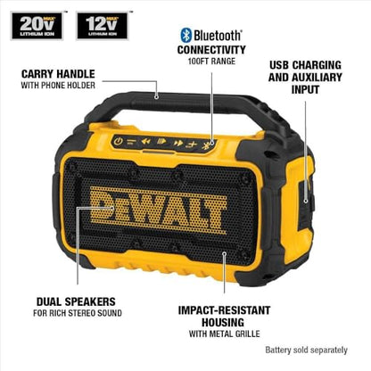 DEWALT 20V MAX* Bluetooth Speaker for Jobsite, Tool Only (DCR010)