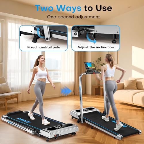 Treadmill with Incline, FOUSAE 5 in 1 Foldable 7.5 MPH Treadmill for Home with App Compatible, 12 Programes, 2.5 HP Under Desk Walking Pad Treadmill with Magnetic Remote Control Double Operation
