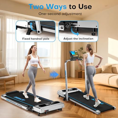 Treadmill with Incline, FOUSAE 5 in 1 Foldable 7.5 MPH Treadmill for Home with App Compatible, 12 Programes, 2.5 HP Under Desk Walking Pad Treadmill with Magnetic Remote Control Double Operation