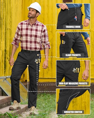 MOURCE Tactical Pants for Men Stretch Cargo Ripstop Waterproof Work Outdoor