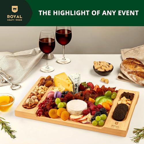 Charcuterie Board - Bamboo Charcuterie Boards - Unique Cheese Board & Serving Tray for Meat, Cheese & Crackers, Housewarming Wedding Gift for Couples