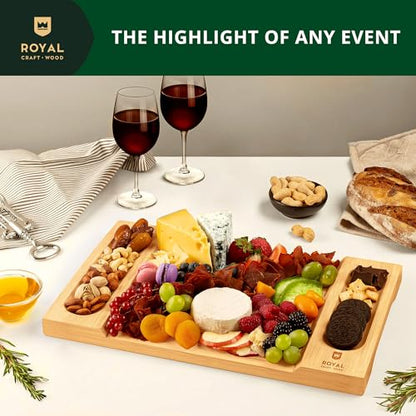 Charcuterie Board - Bamboo Charcuterie Boards - Unique Cheese Board & Serving Tray for Meat, Cheese & Crackers, Housewarming Wedding Gift for Couples